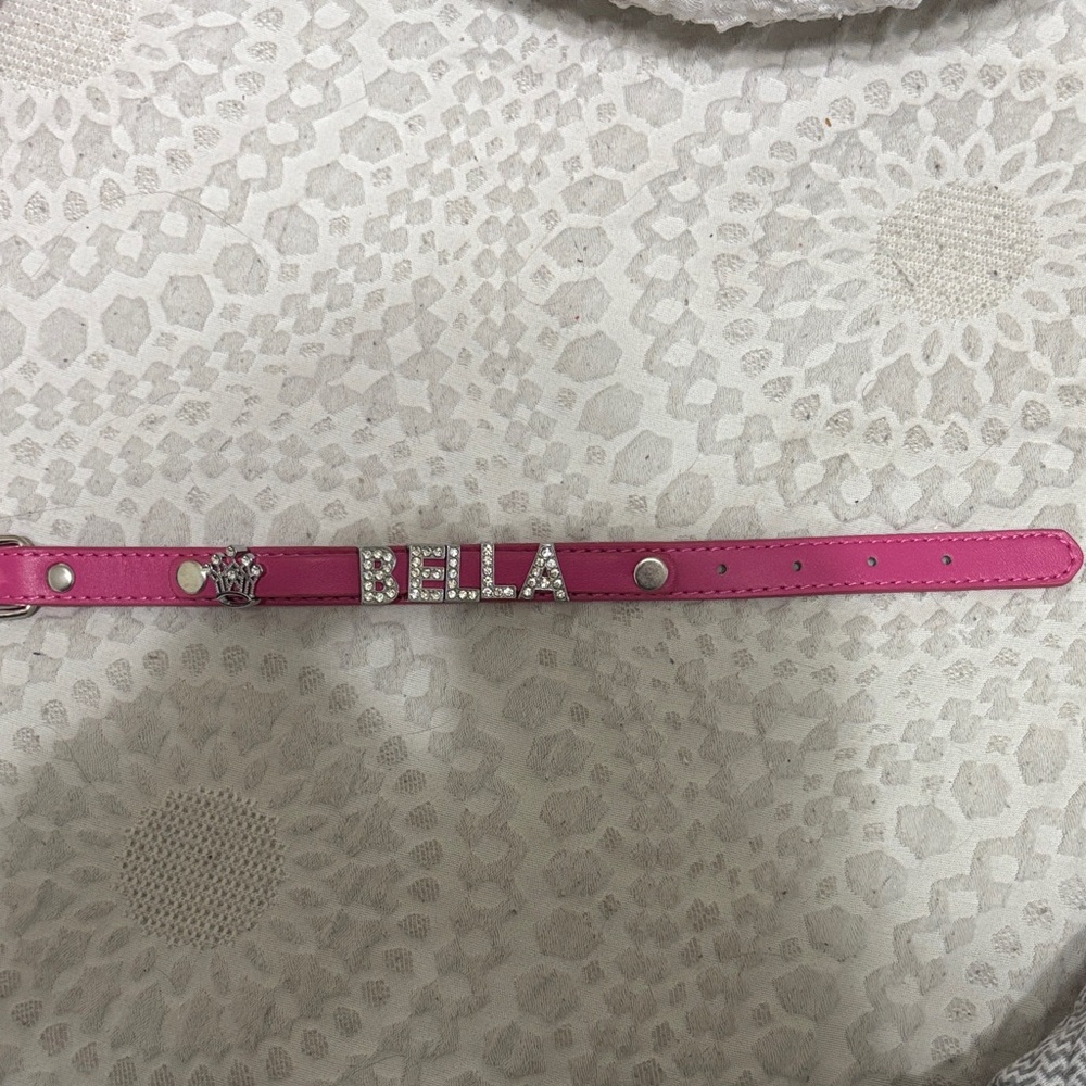 Abella Pink Dog Collar with Rhinestone Name